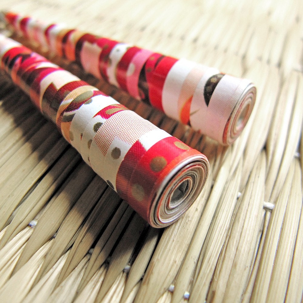 First anniversary gift - Paper jewelry - Paper bead jewelry - Cherry Earrings - Red earrings - Long earrings - Red, Pink, White, long