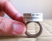 Eco friendly jewelry - Recycled newspaper bead jewelry - Eco friendly ring - first wedding anniversary gift - Recycled, newspaper, print