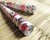1st wedding anniversary gift - Unique jewelry - Paper earrings - Japanese Calligraphy - Unique, Spring, Summer, White, Black, Pink, Red
