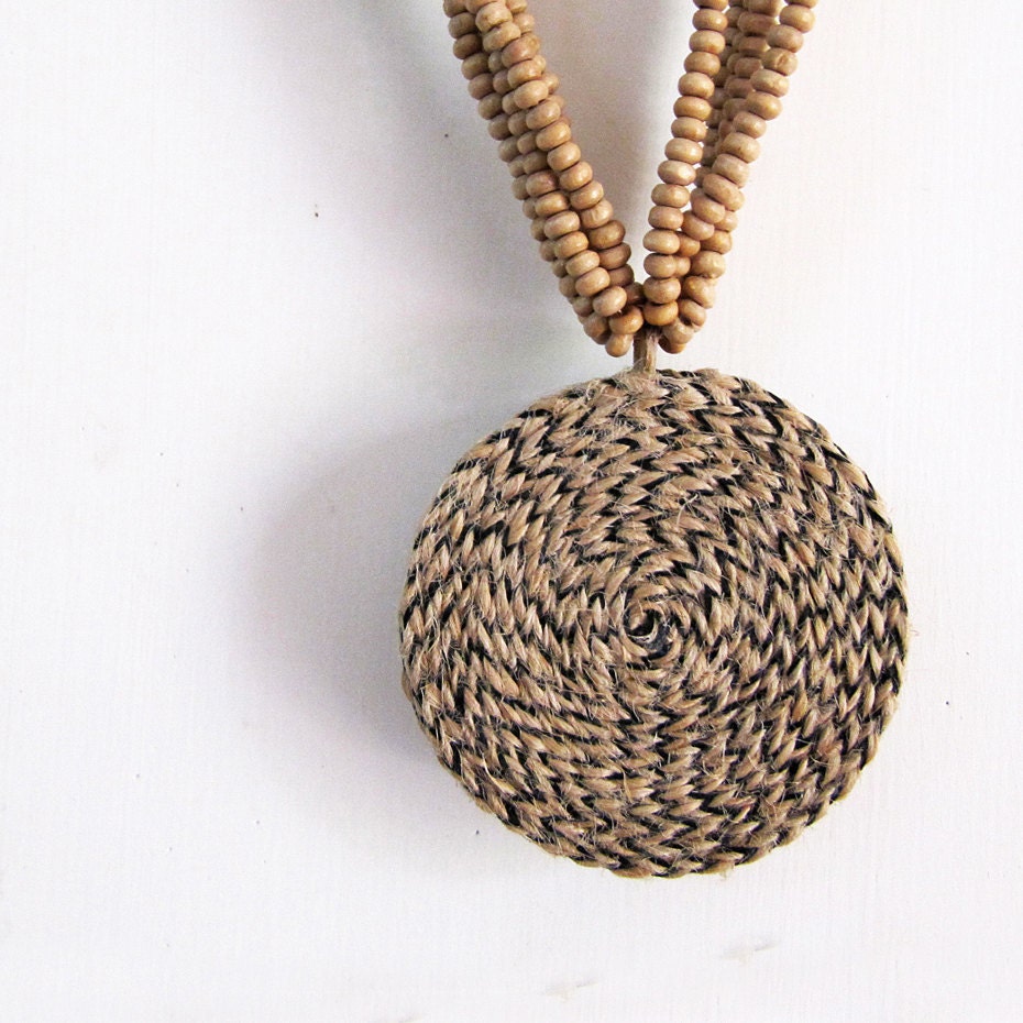 Earthy jewelry - Black hemp necklace - Bold chunky necklace - Earthy, Rustic, woodland, braided, texture, chunky, Black, brown, beige, hemp