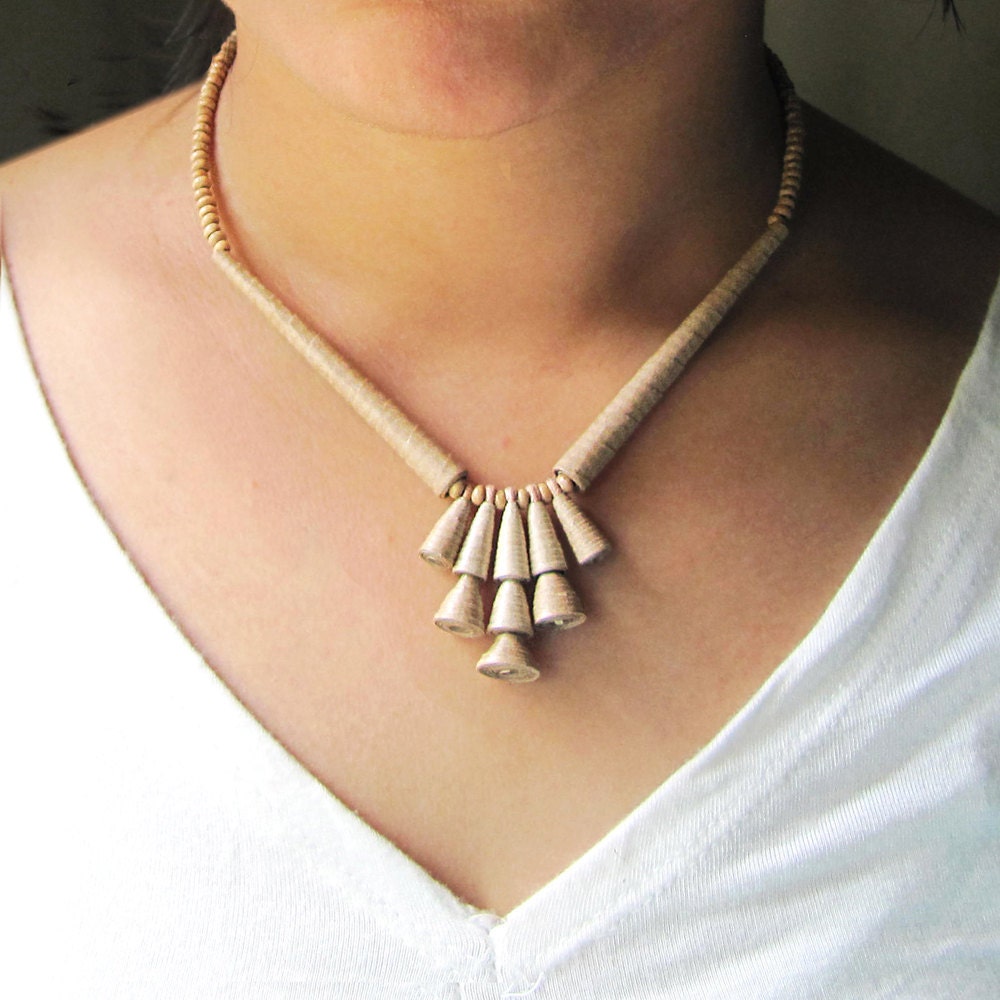 Zen jewelry - First anniversary gift - Paper necklace - Eco friendly jewelry - 1st wedding anniversary gift - Zen, Eco friendly, Brown