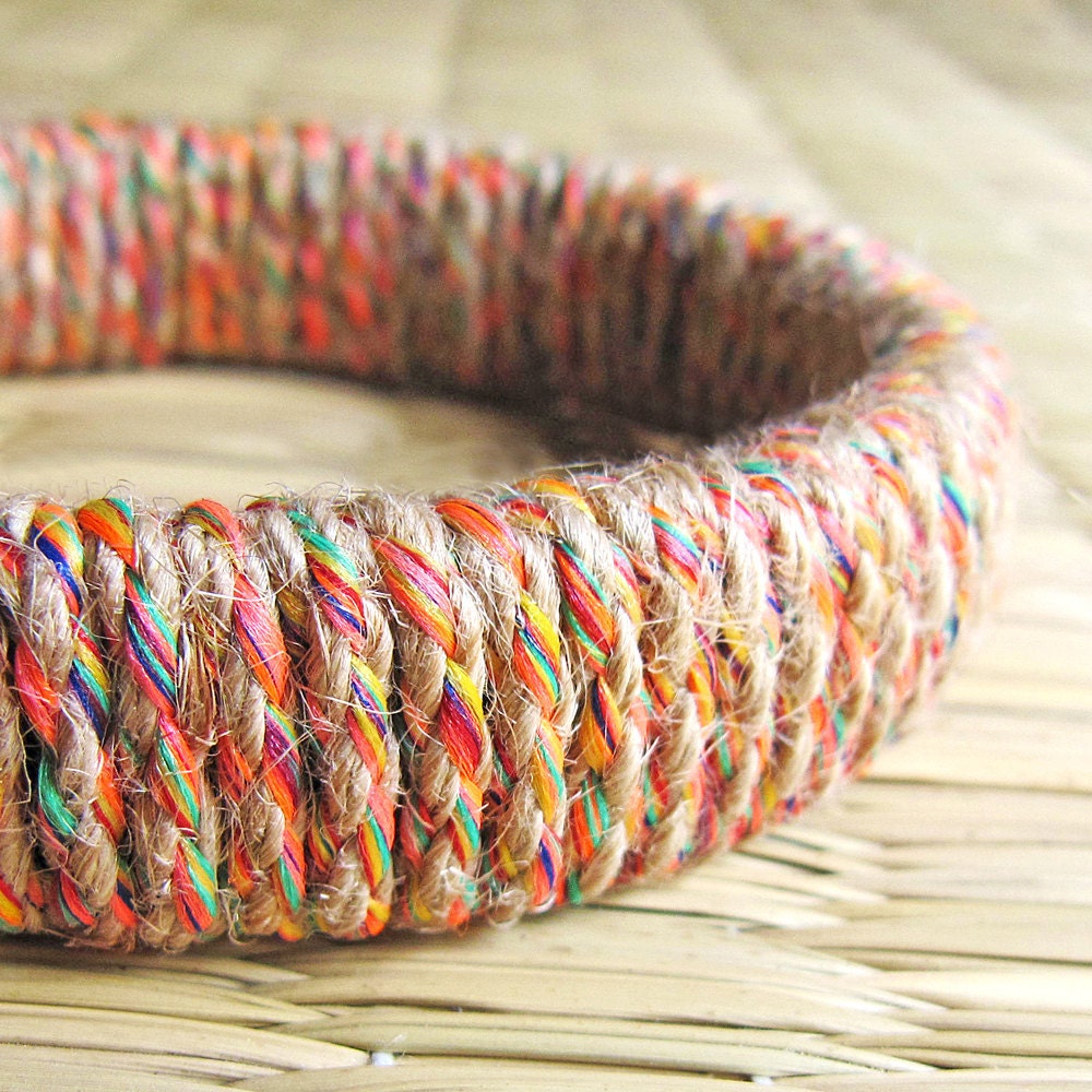 Gypsy jewelry - Boho chic - Hemp bracelet - Eco friendly jewelry - Woodland, Harvest, Gypsy - Colorful, Brown, Beige, Orange