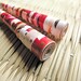 First anniversary gift - Paper jewelry - Paper bead jewelry - Cherry Earrings - Red earrings - Long earrings - Red, Pink, White, long