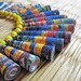 Sunday Comics - First anniversary gift - Unusual jewelry - Repurposed jewelry - Paper craft - Unusual, repurposed, Navy Blue, Mustard Yellow