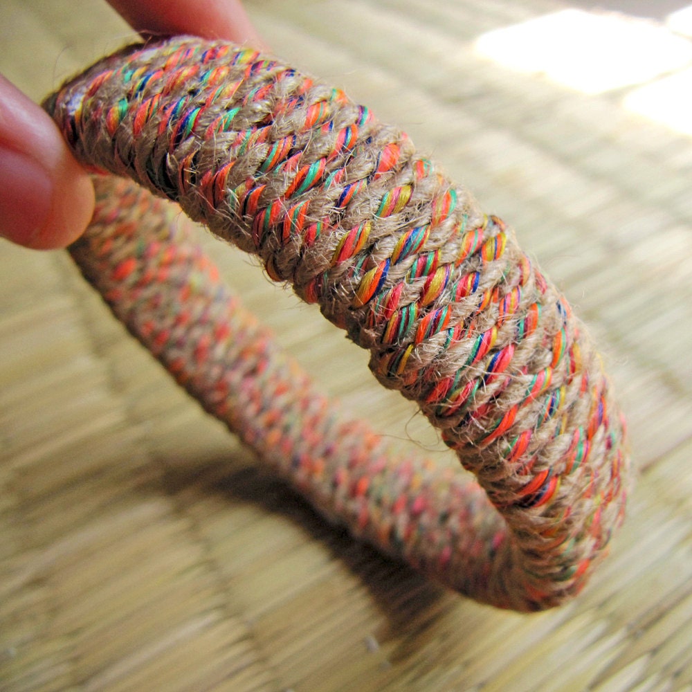 Gypsy jewelry - Boho chic - Hemp bracelet - Eco friendly jewelry - Woodland, Harvest, Gypsy - Colorful, Brown, Beige, Orange