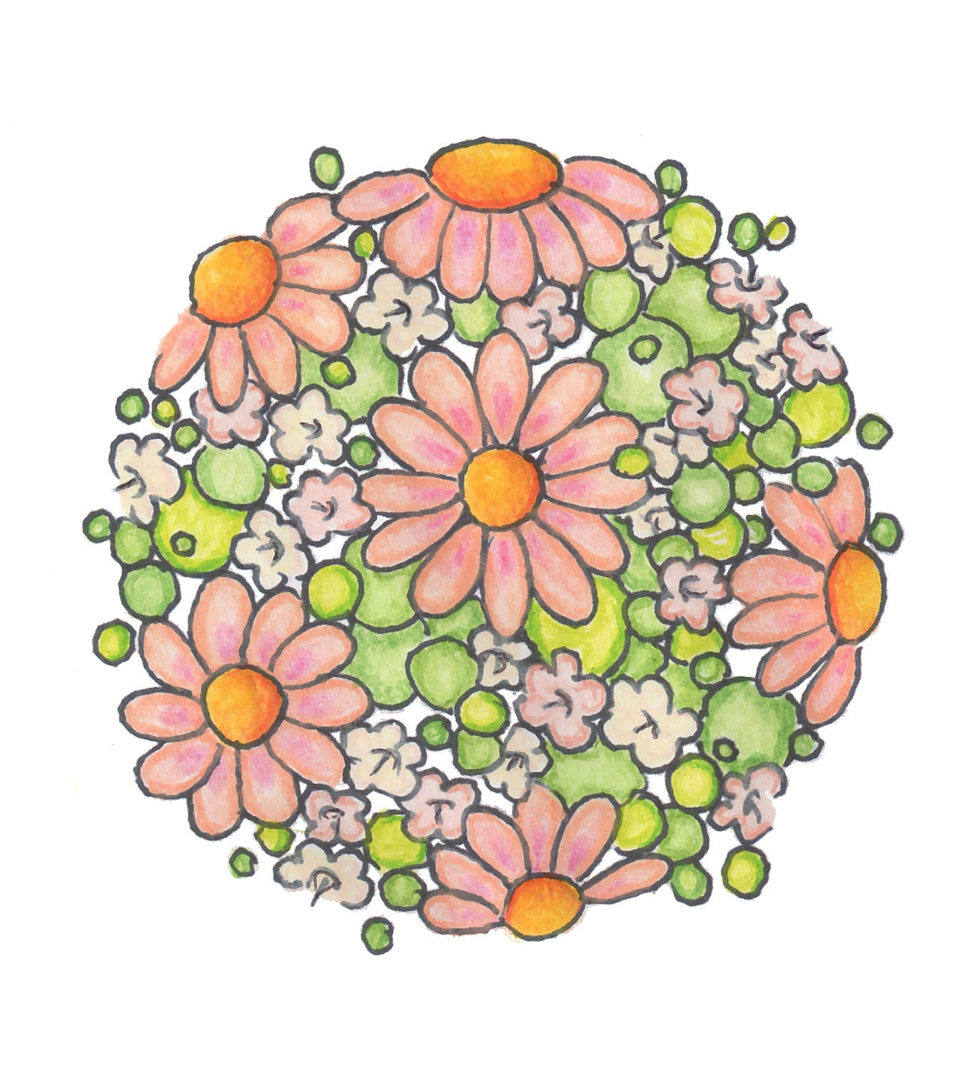 Daisy Globe Art Print 8 x 10 Floral Art Custom Colors