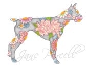 Lotus Flower Boxer Dog Art Print 8 x 10