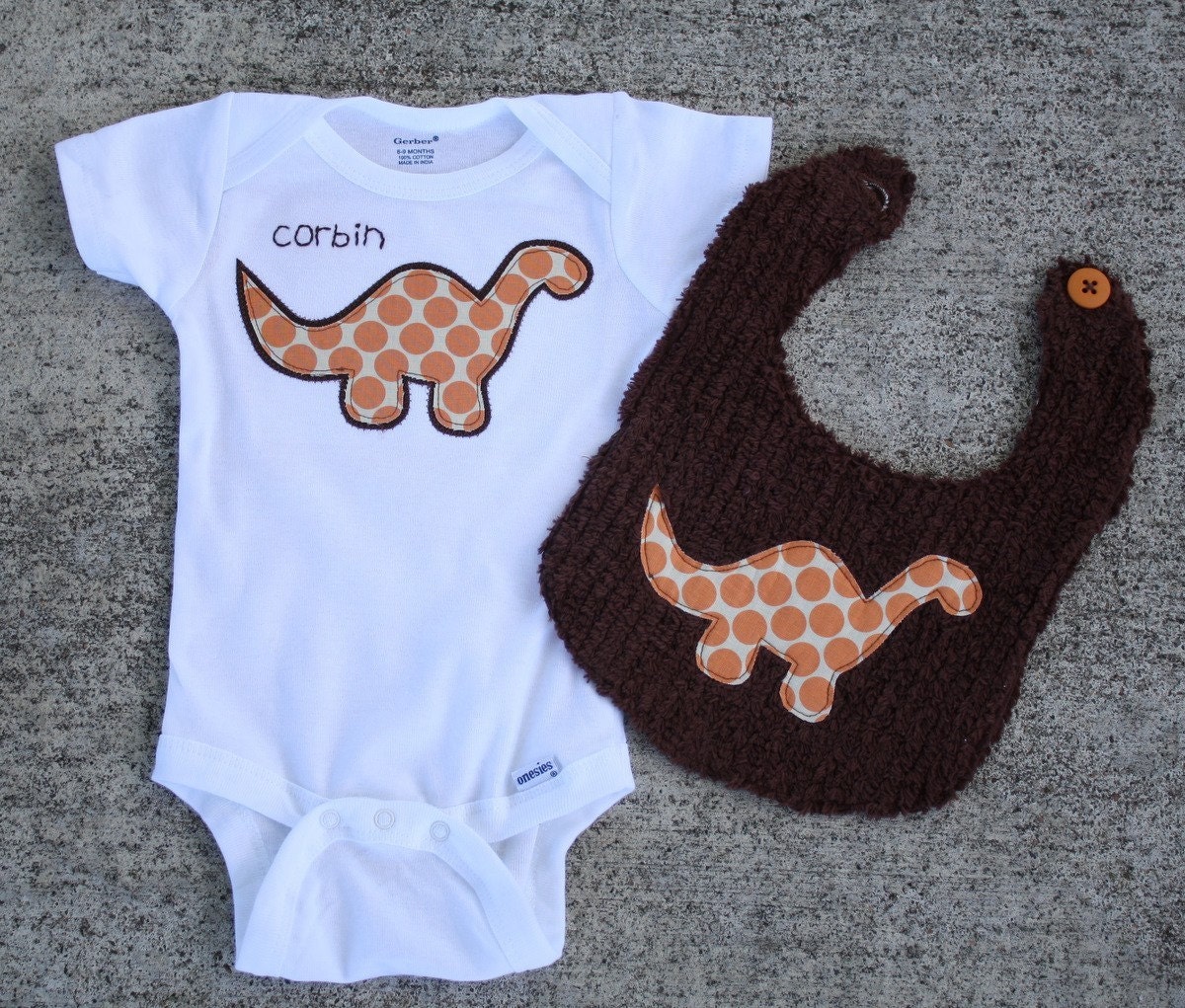 baby boy onesie bib set - YOU customize