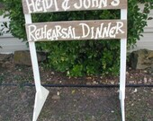 Free Standing Personalized Wood Wedding Sign with Stakes Directional with Base Custom Names Rustic Bridal Rehearsal Dinner