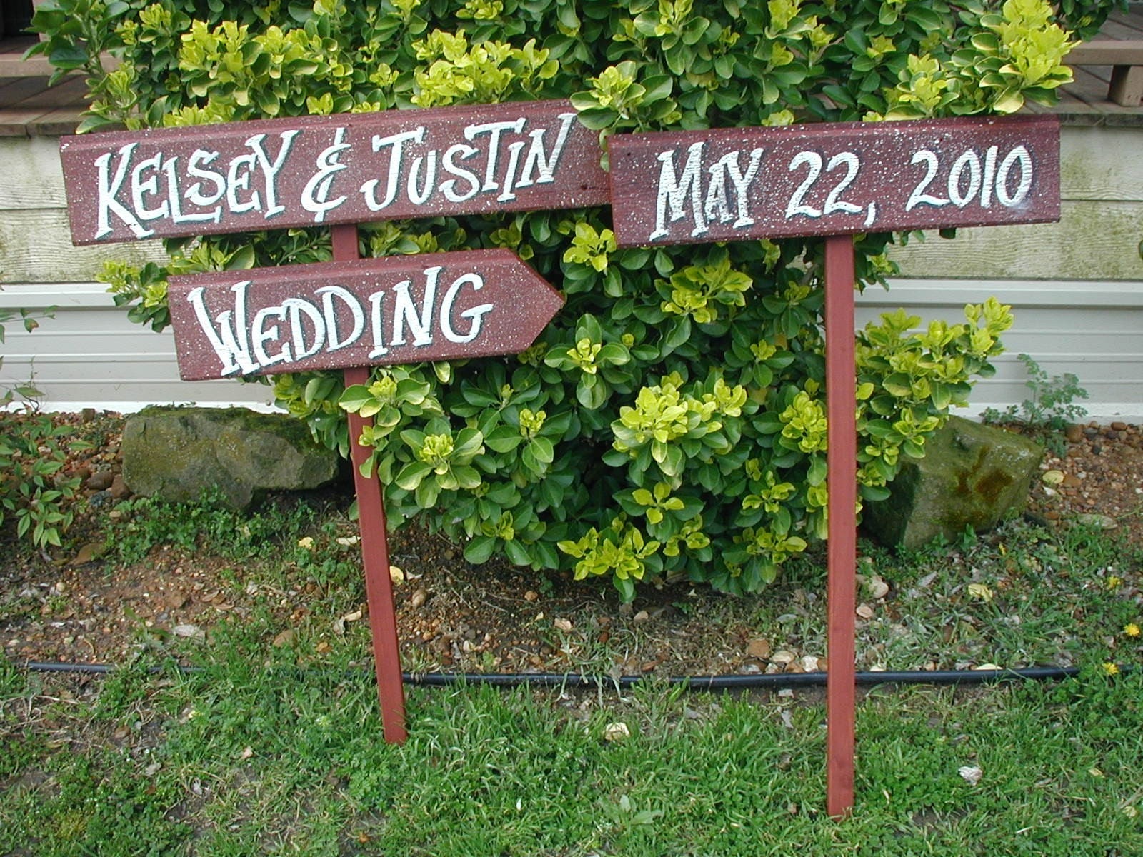 Personalized Rustic Cowboy Western Bridal Wood Wedding Directional Signs on Stakes Custom Order Handpainted With Your Name