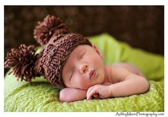 Baby Hat- Newborn Hat- Brown or Choose your own Color- Mr.Checker Head, Photography Prop