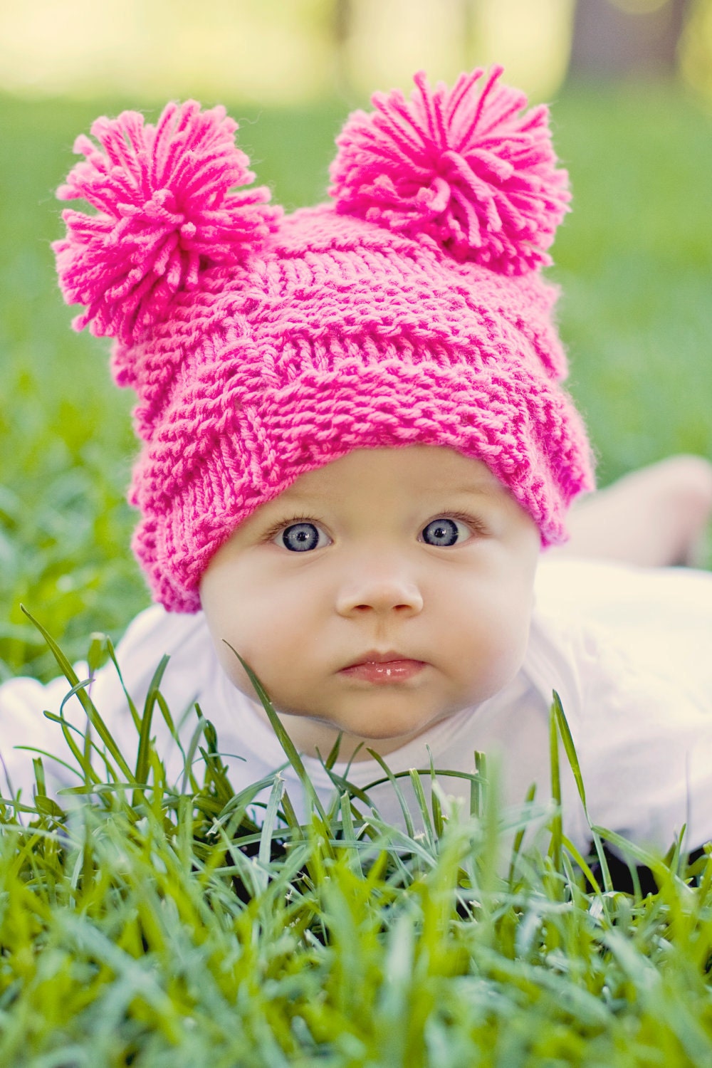 Baby Hat: Little Miss Checker Head 6-12 months in Hot Pink or Pick your own color