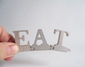 vintage eat puzzle piece metal letters word home decor sign foodie message text type font silver retro home decor kitchen