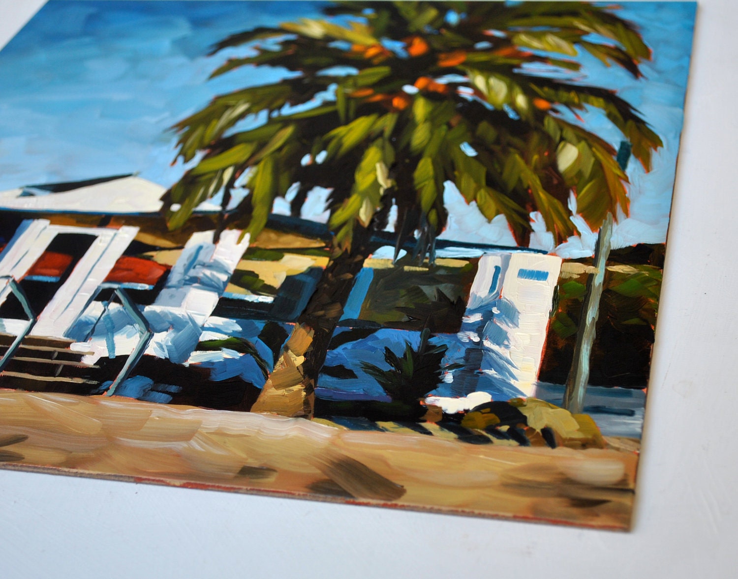 Santa Barbara Oil Painting - 12x12 - Shoreline Beach Cafe