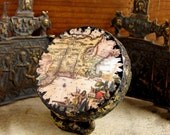 17th Century Map of New Belgium - New England - New York - American Colonial Era - Miniature Handmade Globe with Vintage Map Reproduction