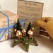 Trio of Woodland Mushroom Fairy Houses Upon a Star - Tiny Gold Capped Houses and Pine Trees by Bewilder and Pine