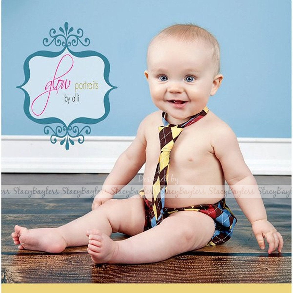 CLEARANCE Argyle Necktie and Diaper Cover Set