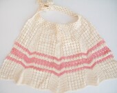 Vintage Pink and Ivory Crocheted Apron