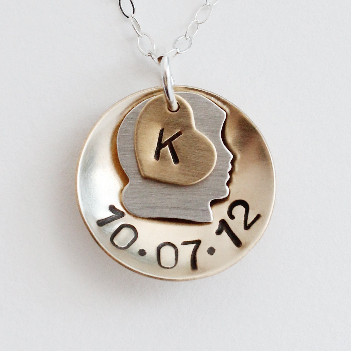 Personalized Girl Necklace Mommy Necklace Birthdate Children Sterling Silver Heart Charm Mother's Day Jewelry