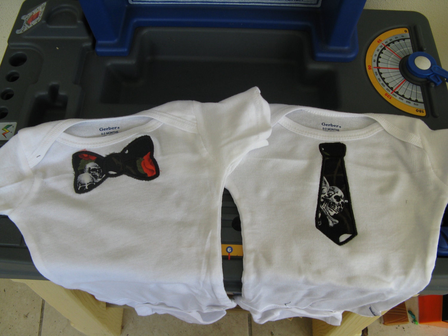 Bad to The Bones Tie Onesie with Matching Shoes