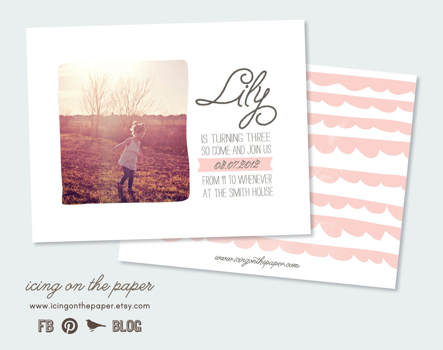 Simple & Sweet Birthday Party Invitations - Digital or Printed