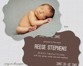 Arrow Modern Baby Boy Birth Announcement - Digital or Printed