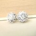 Rhinestone Stud Earrings - bridal, flower, Swarovski, small, simple, silver, post, classic