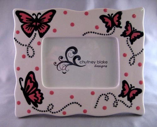 Pink Butterflies Wavy Frame