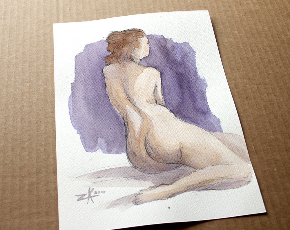 Shy Nude in Violet