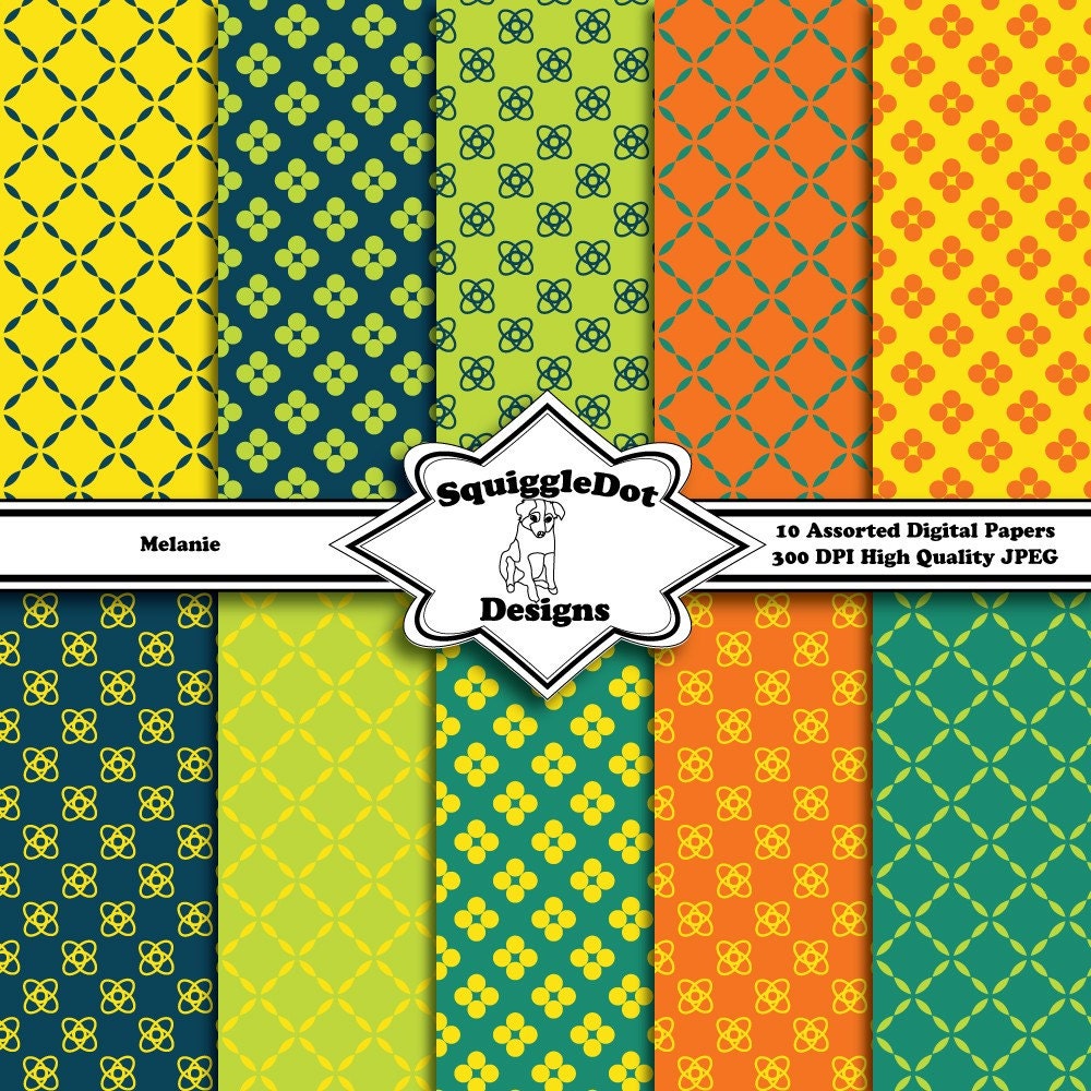 Digital Printable Paper for Cards, Crafts, Art and Scrapbooking Set of 10 - Melanie - Instant Download