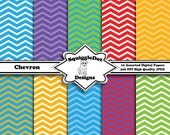 Digital Printable Paper for Cards, Crafts, Art and Scrapbooking Set of 10 - Chevron - Instant Download