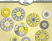 Digital Printable Clip Art Scrapbooking Embellishments for Cards, Crafts, Scrapbooks Set of 10 - Honey Accordion Flowers - Instant Download