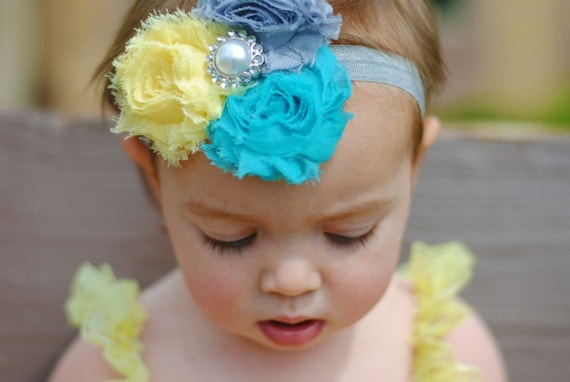 Shabby Chic Headband - Rainy Days Trio