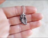 tiny anatomical human heart necklace