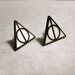 Deathly Hallows triangle circle symbol stud post earrings black and white