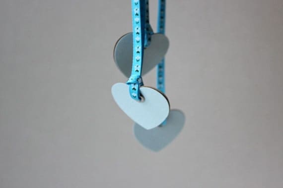 Heart gift tags in blue - Set of 5