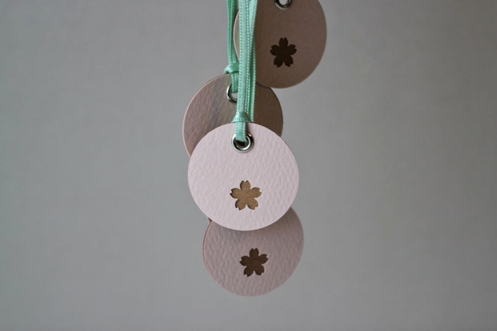 Sakura gift tags in pink and mint - Set of 5