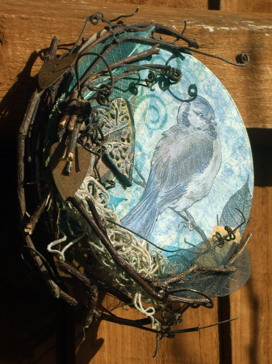 Mixed Media Assemblage,Bird,Nature,Wall Hanging