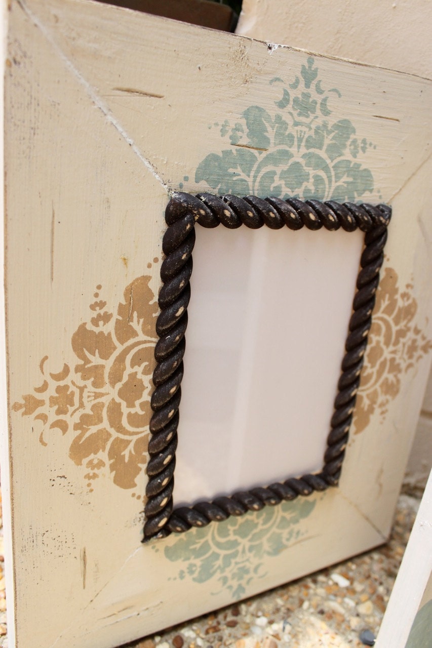 Set of Three-5x7 Nursery Wood Picture Frames Baby Boy or Girl Gender neutral Unisex Robins Egg/Wheat/Espresso