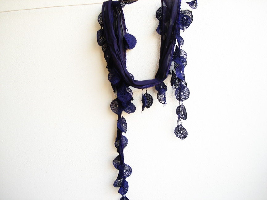 Dark purple  headband dainty  loop added scarf belt  light accessories
