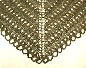 Triangular Shawl Wrap Triangle Lace Knitted Prayer Shawl Moss Olive Sage Green Woodland Earth Tones Hand Knit Spring Accessory