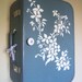 O N S A L E Upcycled Vintage Jewlery Display Box - Blue with White Clematis Painting - Eco Earth Friendly