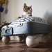 ON SALE Luvable Luggage Baseball Pet Bed - Upcycled Suitcase and Baseballs - 2 dollars goes to carescatshelter