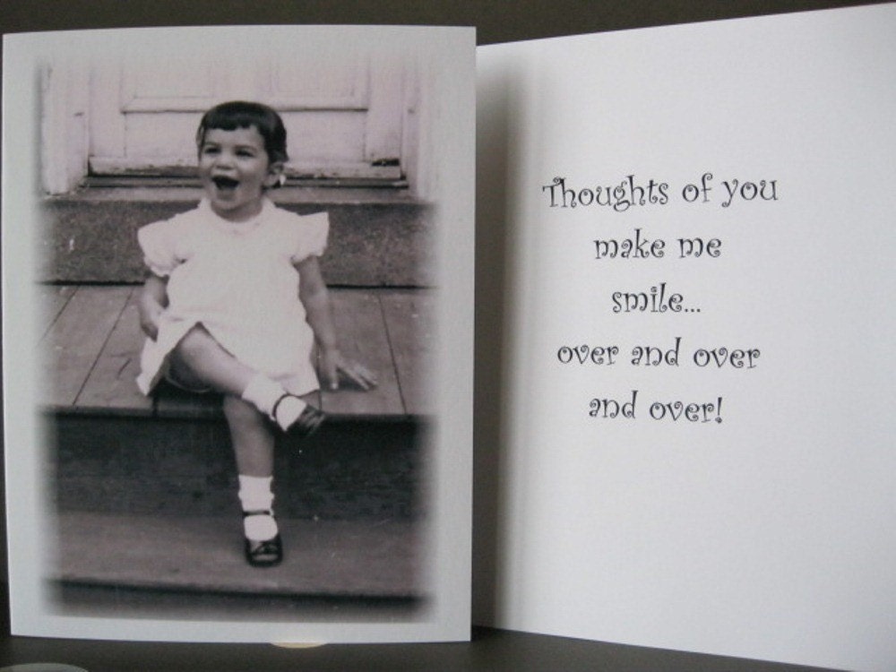 Best Friend Vintage Inspired Sepia Notecard - Happy Thoughts  - 1 Card