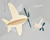 Baby Mobile, Airplanes in Yellow Chevron and  Teal