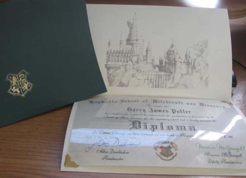 Hogwarts Diploma Personalized for a Witch or Wizard