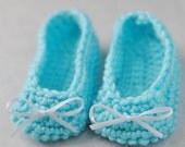 Baby Girl Newborn Booties Ballet flats Teal Baby girl Slippers Shoes Infant Ballerina Flats Shower Gift Take home Photo prop