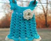 Baby girl Outfit Newborn dress headband Teal Cream Ivory Baptism Christening Take home Shower gift Photo prop Infant