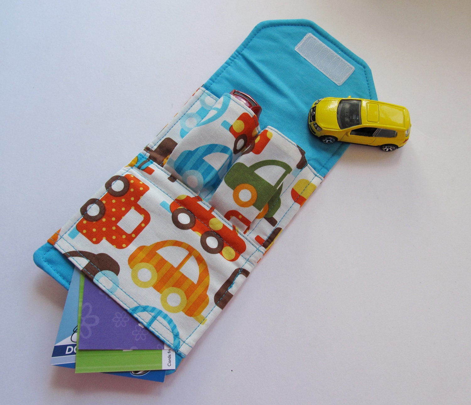 The ORIGINAL Car Wallet with POCKET (holds 2) ... Kid Cars ... available in other fabrics