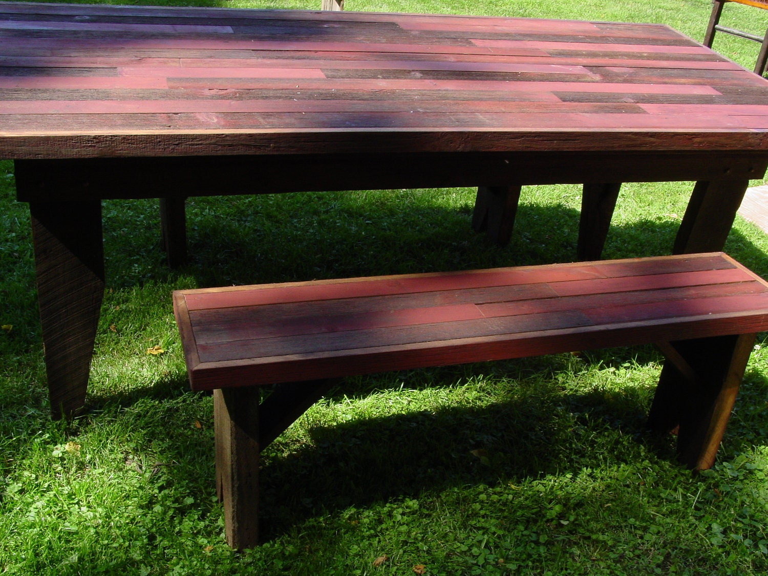 reclaimed barn wood furniture  table country farm table farmhouse farmers benches